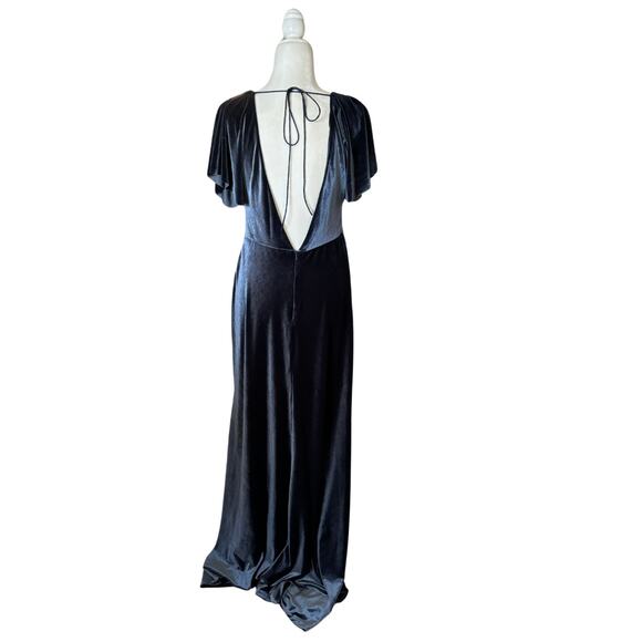 Jenny Yoo Ellis Velvet Maxi Dress Blue 10 NWT - Picture 5 of 10